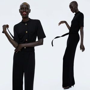 ZARA FLOWY JUMPSUIT W/ BUTTONS & BELT